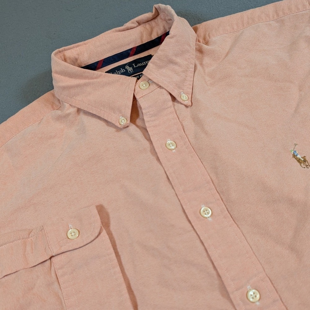 Ralph Lauren Button Down Shirt Mens XL Peach Oxford Classic Fit Flesh Pony